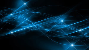 Abstract Blue Light Streaks and Glowing Nodes on a Dark Background HD wallpaper