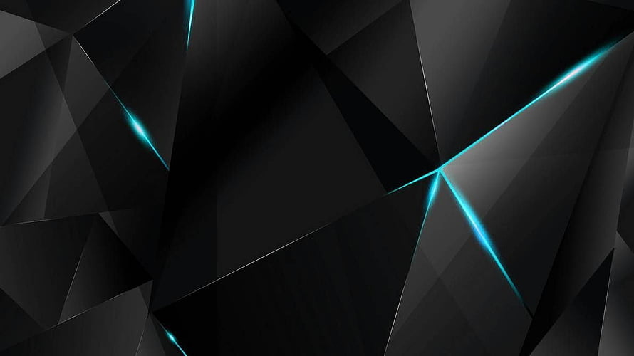 Dark Geometric Abstract Wallpaper With Cyan Neon Light Accents HD wallpaper