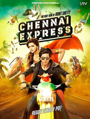 Shah Rukh Khan and Deepika Padukone on a motorcycle in the Chennai Express movie poster HD phone wallpaper