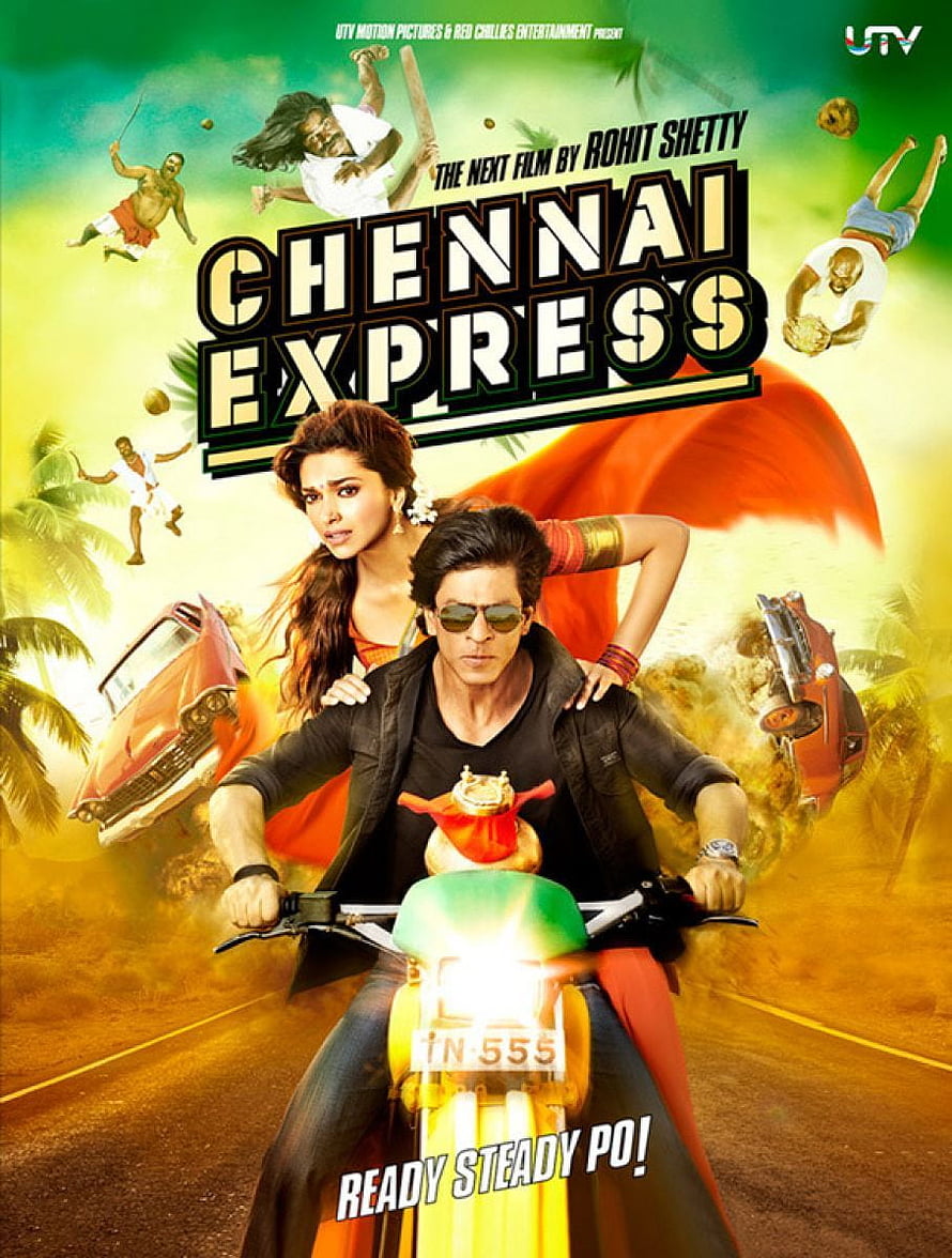 Shah Rukh Khan and Deepika Padukone on a motorcycle in the Chennai Express movie poster HD phone wallpaper