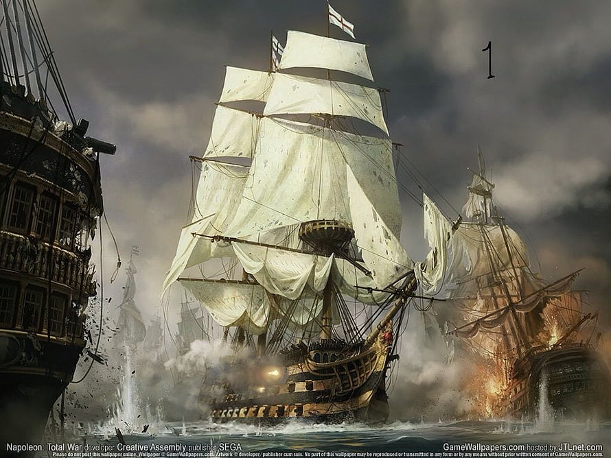 HMS Victory Naval Battle Scene in Napoleon Total War Concept Art HD wallpaper
