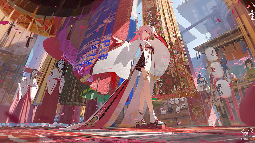 Genshin Impact Anime Character in Traditional Japanese Festival Attire HD wallpaper