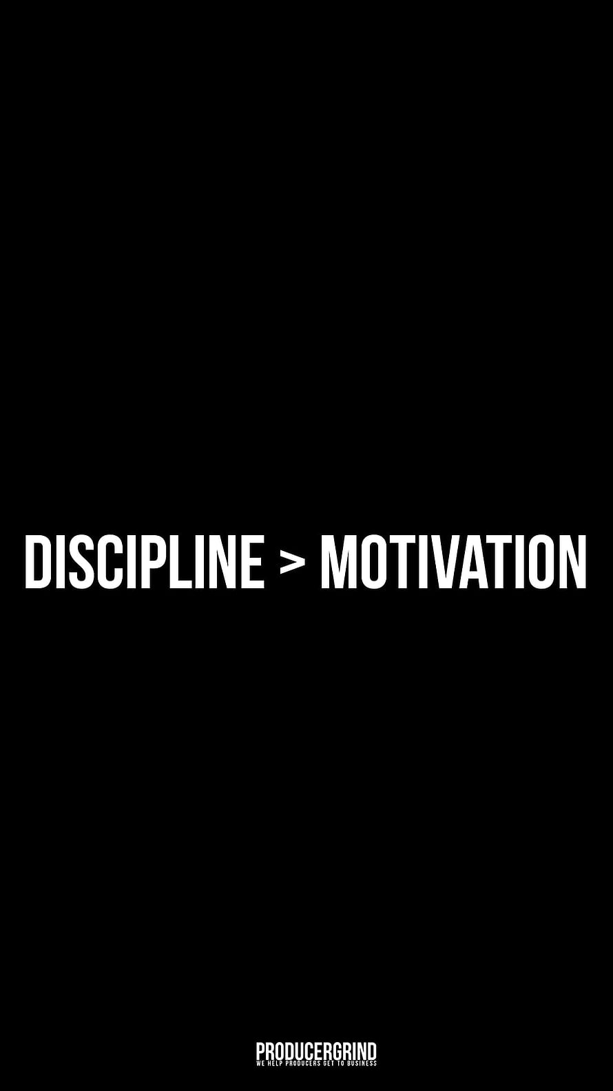 Minimalist Black Motivational Quote Wallpaper Featuring Discipline Over Motivation Text HD phone wallpaper