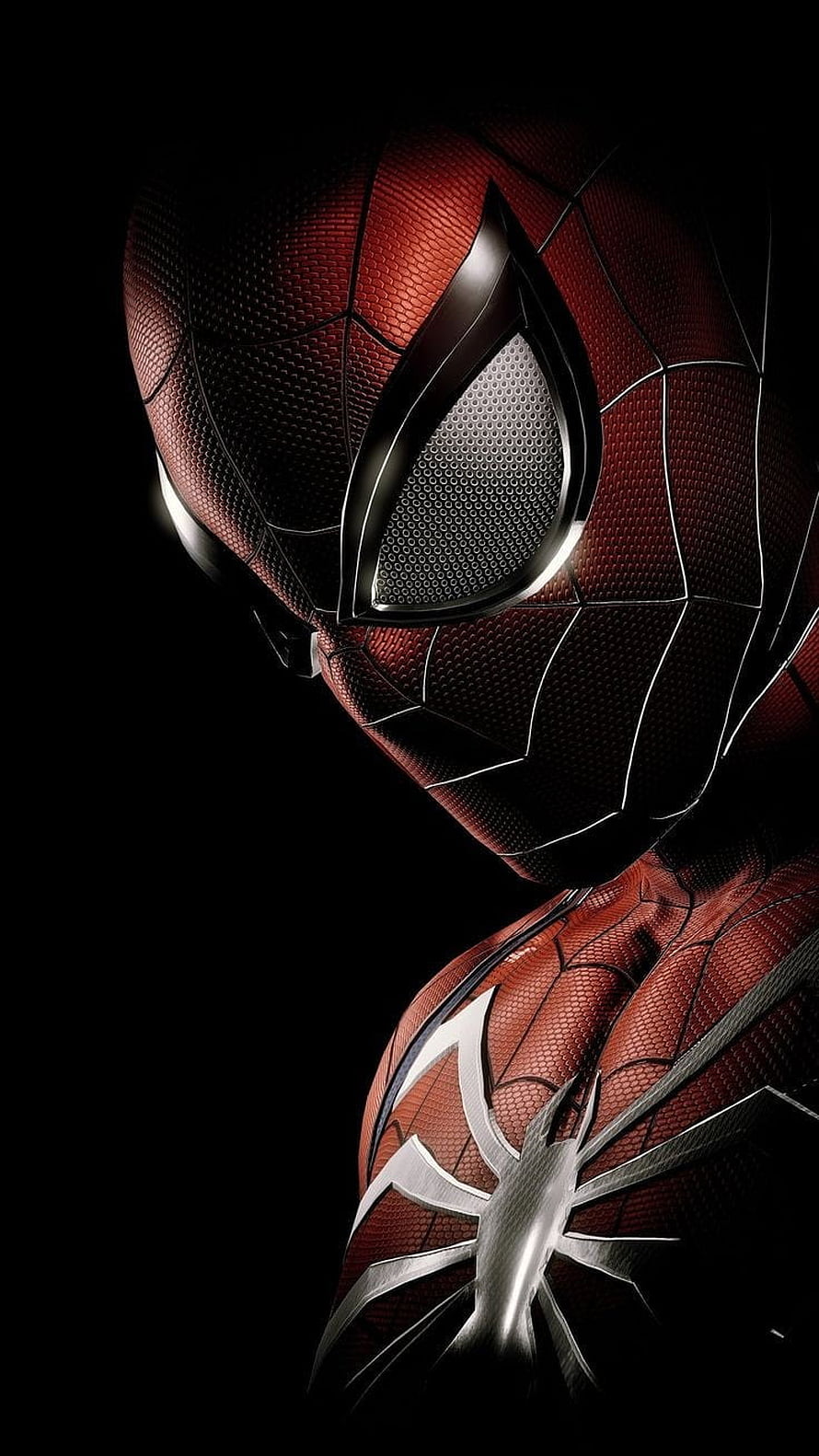Spider-Man Iron Spider Suit Close-Up Portrait on Black Background HD phone wallpaper