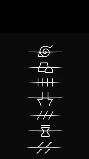 Naruto Hidden Leaf Village Headband Symbol Minimalist Line Art on Black Background HD phone wallpaper