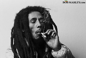 Bob Marley Black and White Portrait Smoking Cigarette with Dreads HD wallpaper