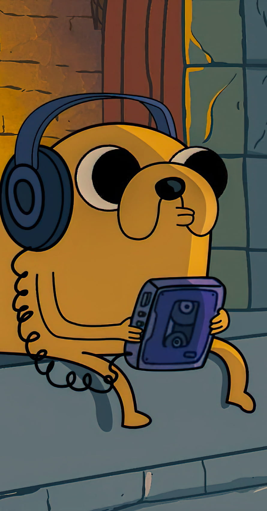 Jake the Dog from Adventure Time Listening to a Walkman with Headphones HD phone wallpaper