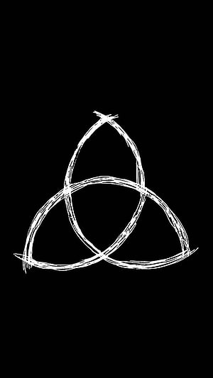 Hand-drawn Triquetra Knot Symbol in White on Black Background HD phone wallpaper