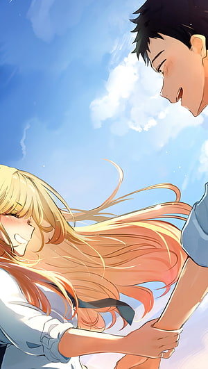 Marin and Wakana from My Dress-Up Darling Anime Couple Under a Blue Sky HD phone wallpaper