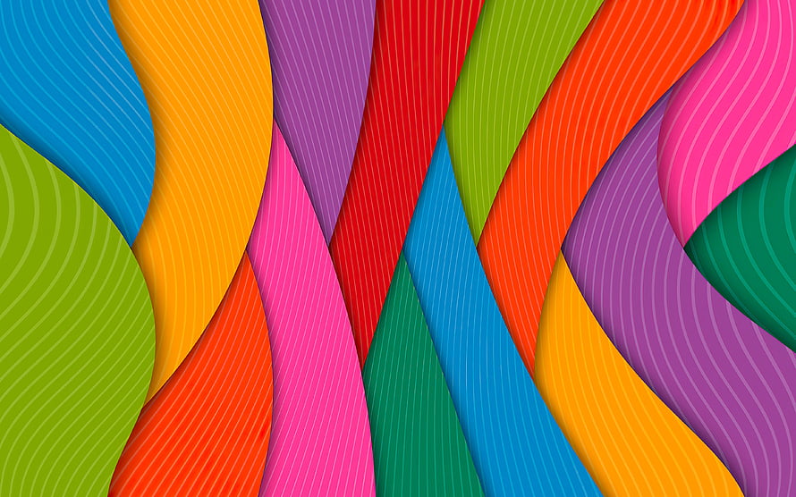 Vibrant Material Design Abstract Waves with Colorful Geometric Patterns and Flowing Lines HD wallpaper