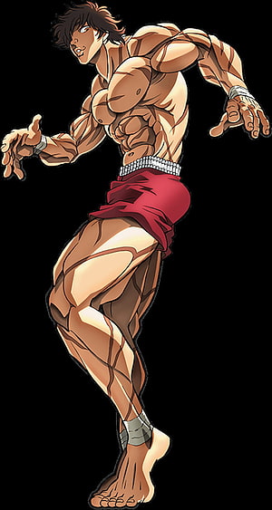 Yujiro Hanma Muscular Anime Character in Dynamic Fighting Pose HD phone wallpaper