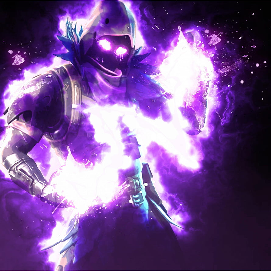 Raven Fortnite Skin Channeling Purple Energy in Dark Fantasy Artwork HD phone wallpaper