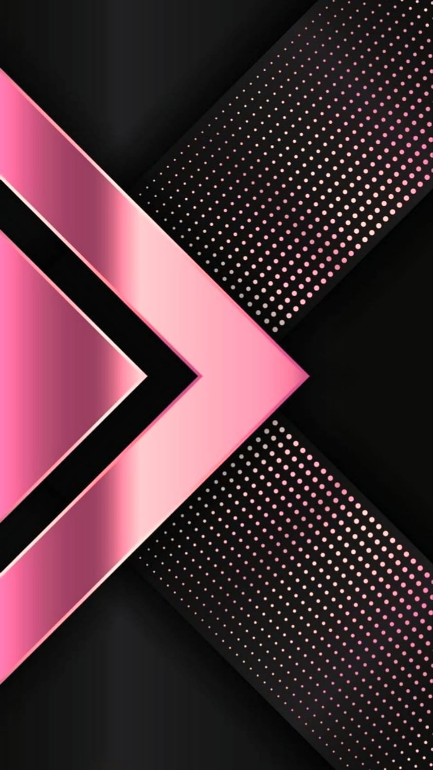 Modern Abstract Geometric Wallpaper With Pink Arrow Shapes And Dot Pattern On Black Background HD phone wallpaper
