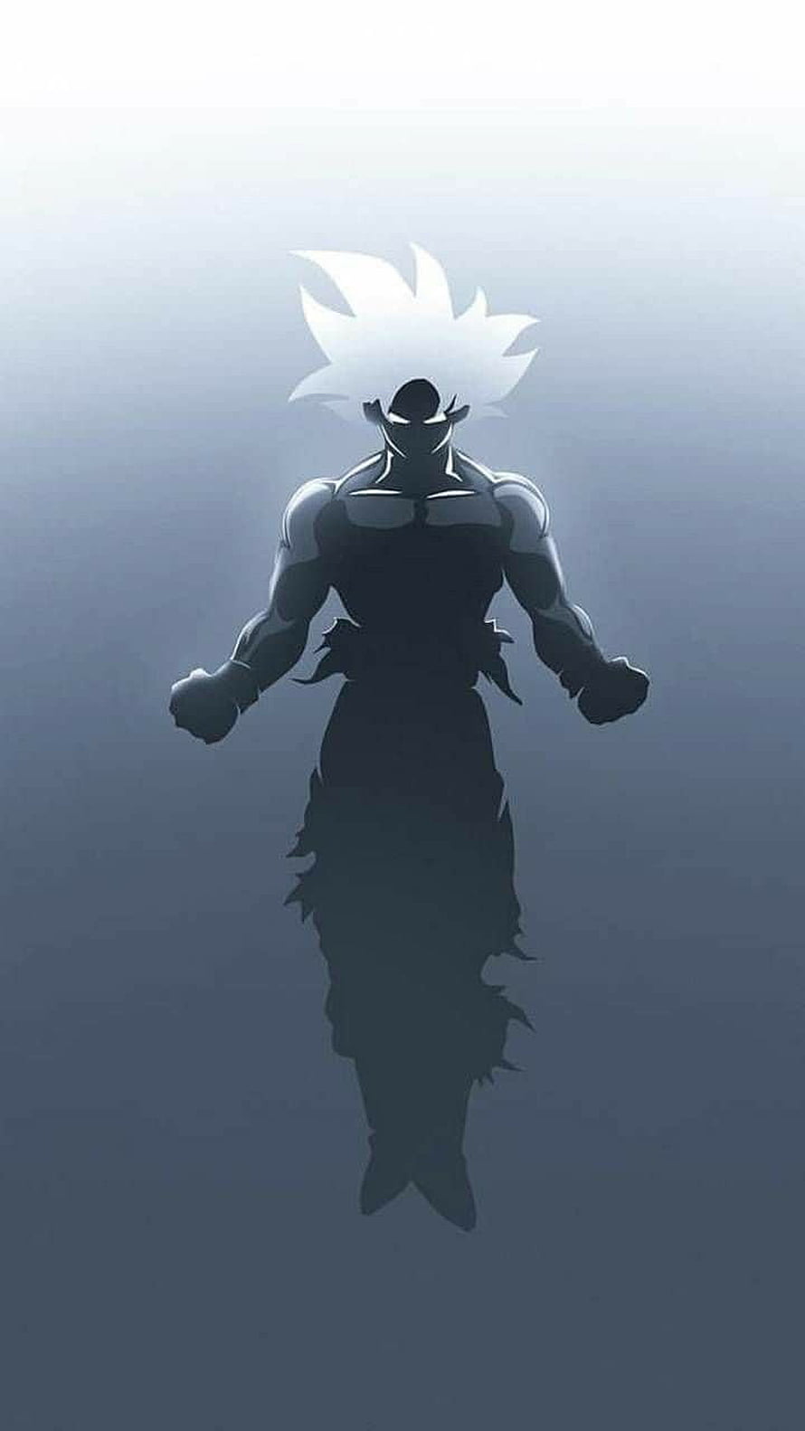 Epic Dragon Ball Z Goku Silhouette with White Hair and Dark Aura HD phone wallpaper