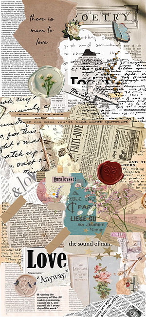 Vintage Rose Scrapbook Aesthetic with Wax Seal and Butterfly HD phone wallpaper