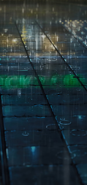 Rainy Night Street Scene from The Garden of Words Anime Film HD phone wallpaper