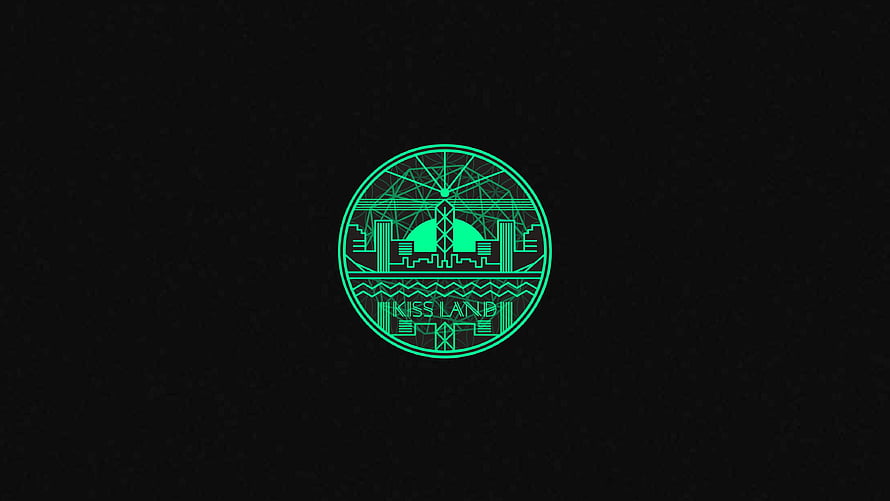 The Weeknd Kiss Land Album Cover Artwork with Neon Green Geometric Emblem on Black Background HD wallpaper