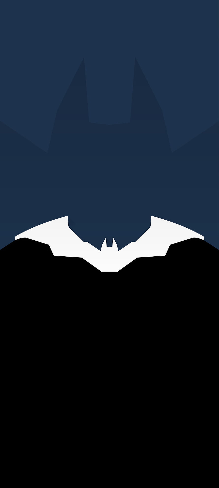 Minimalist Batman Silhouette with White Cape Emblem on Dark Blue Background, The Batman (Dark) [] in 2020. Batman dark, Background , Batman, Black 1080 X 2400 HD phone wallpaper