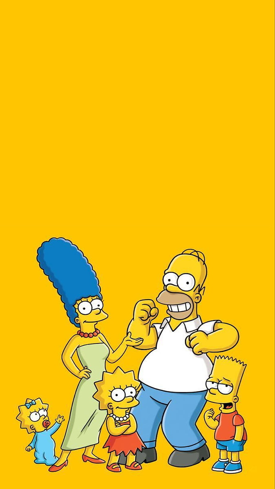 The Simpsons Family Group Portrait on Yellow Background HD phone wallpaper