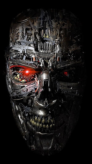 Grim Skull Sculpture Assembled From Military Firearms and Ammunition HD phone wallpaper