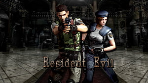 Resident Evil Remake: Leon and Claire in Gothic Cathedral HD wallpaper