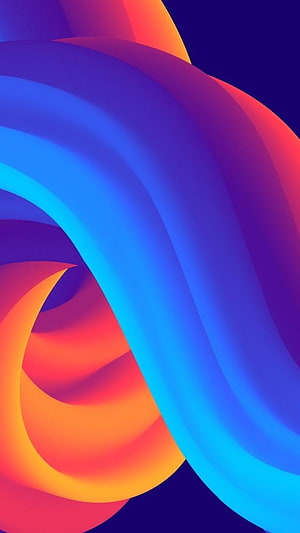 Vibrant Abstract Flowing Ribbons in Blue and Orange Gradient HD phone wallpaper