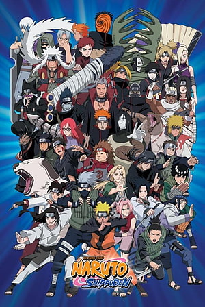 Naruto Shippuden Full Cast Group Poster with All Ninja Characters HD phone wallpaper