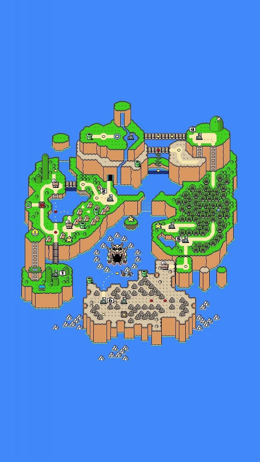 Super Mario World Overworld Map Pixel Art Island Layout HD phone wallpaper