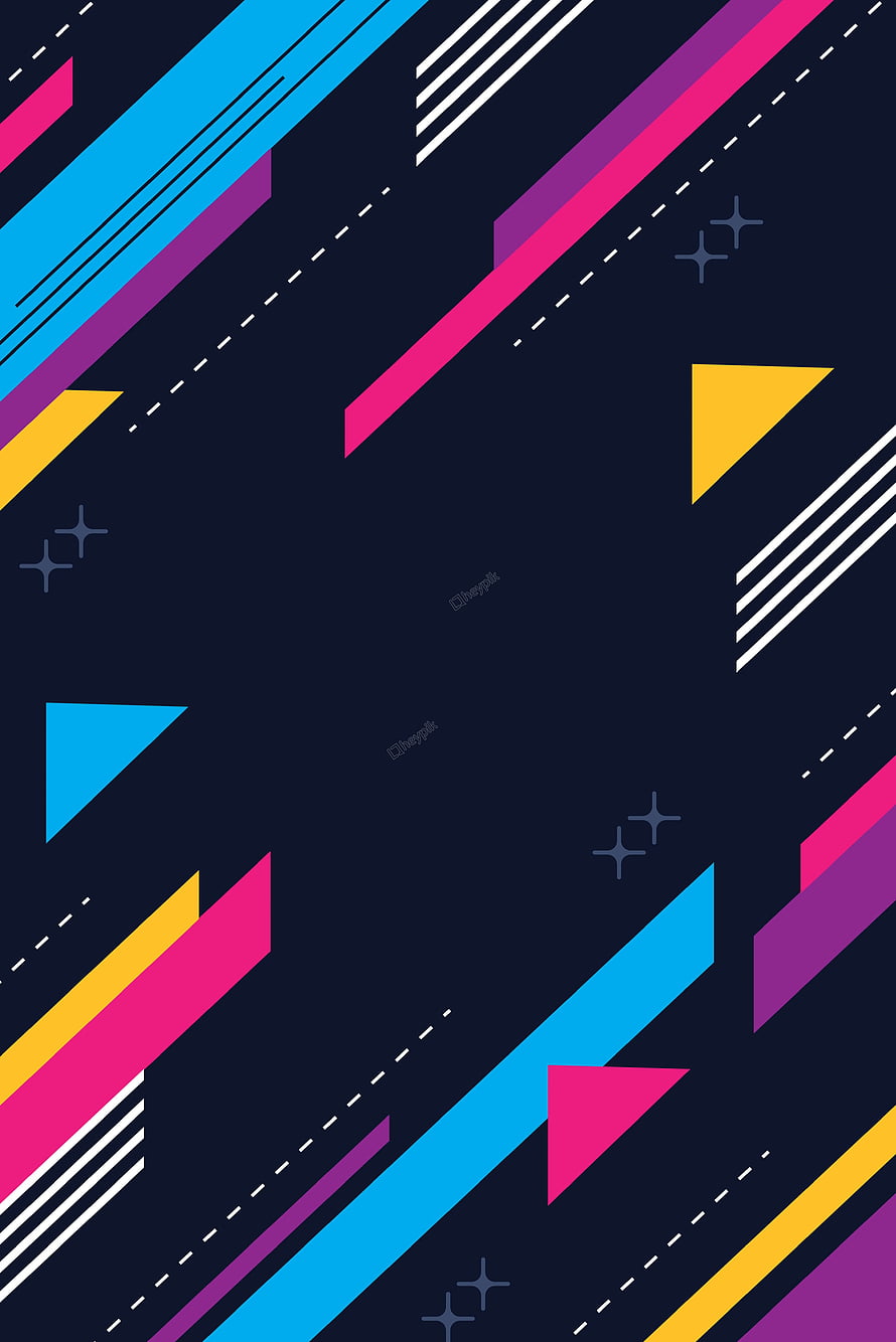 Vibrant geometric abstract pattern with diagonal neon stripes and triangles on dark navy background HD phone wallpaper