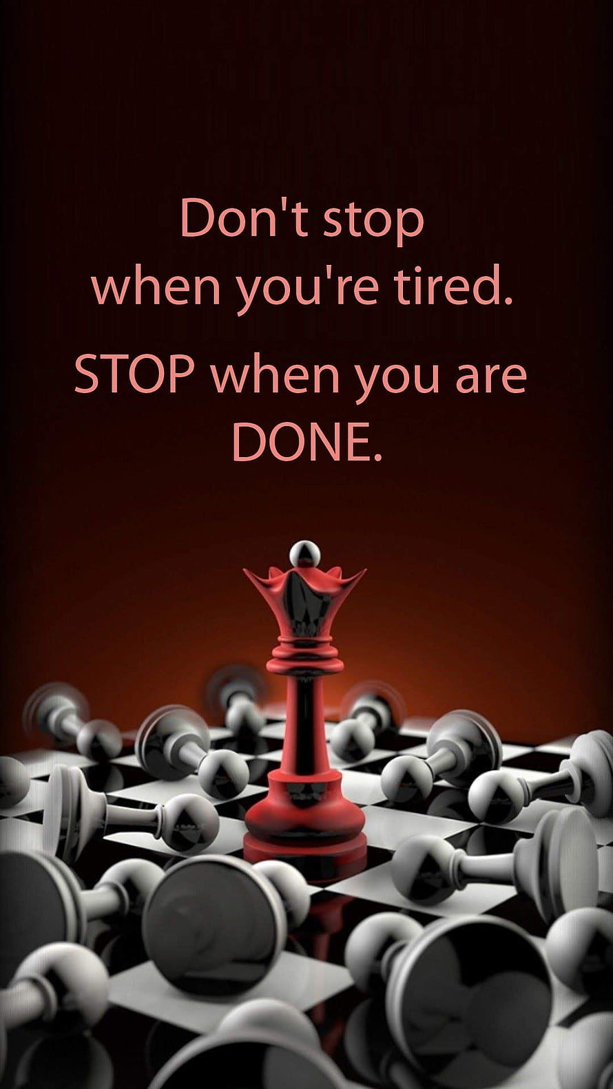 Red Chess Queen Standing Among Fallen Pieces on Dark Board HD phone wallpaper