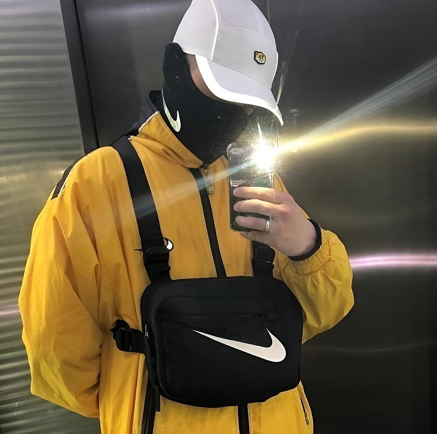 Yellow Nike Windbreaker and Black Chest Bag Streetwear Mirror Selfie HD wallpaper