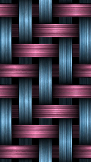 Metallic Woven Basket Pattern with Pink and Blue Stripes on Black Background HD phone wallpaper