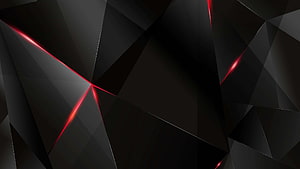 Dark Geometric Abstract Wallpaper With Red Neon Light Streaks HD wallpaper