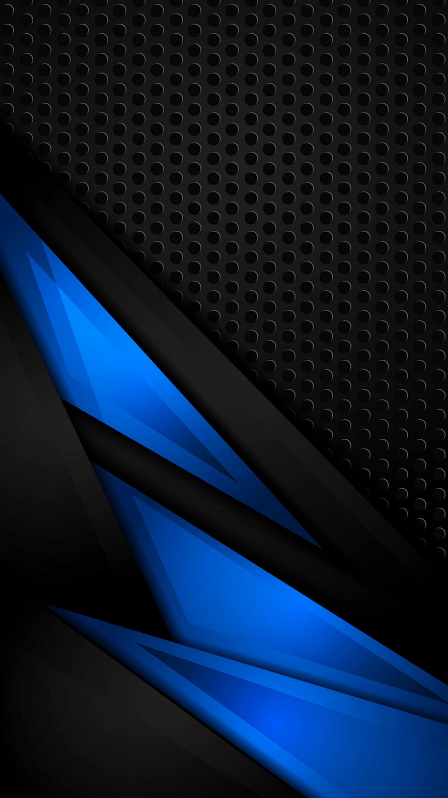 Sleek Black and Blue Geometric Abstract Wallpaper with Perforated Metal Texture HD phone wallpaper