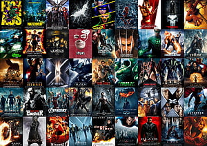 Marvel and DC Superhero Movie Poster Grid Collage HD wallpaper