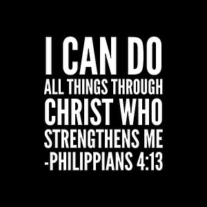Philippians 4:13 Bible Verse Typography on Black Background HD phone wallpaper