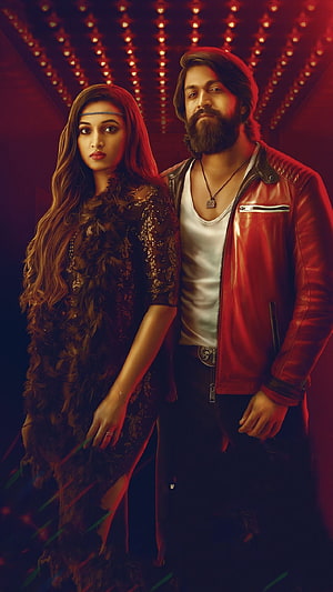 KGF Chapter 1 Yash and Srinidhi Shetty Cinematic Red-Lit Portrait HD phone wallpaper