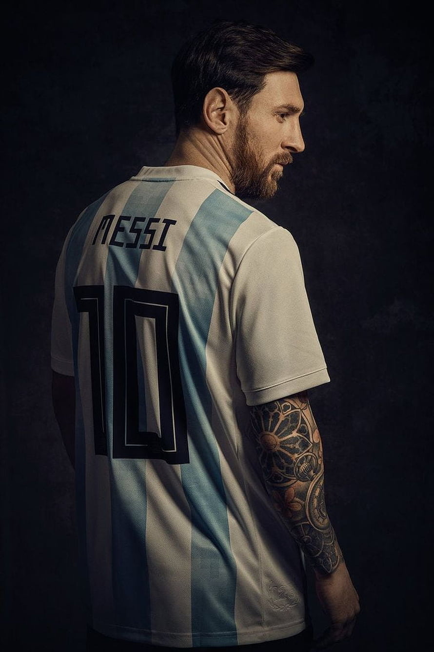 Lionel Messi in Argentina National Team Jersey Number 10 Portrait HD phone wallpaper