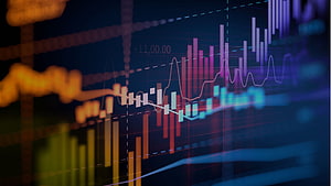 Abstract Financial Trading Chart With Candlestick Patterns And Market Data Visualization HD wallpaper