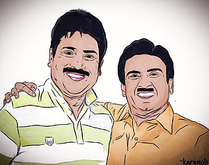 Tarak Mehta and Jethalal Gada Digital Portrait Illustration HD wallpaper