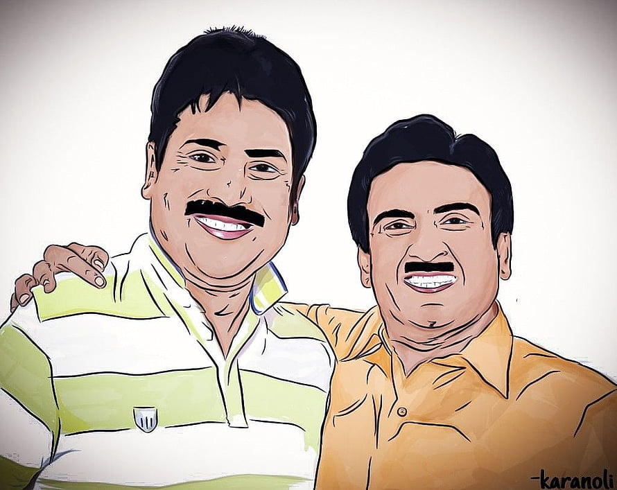 Tarak Mehta and Jethalal Gada Digital Portrait Illustration HD wallpaper
