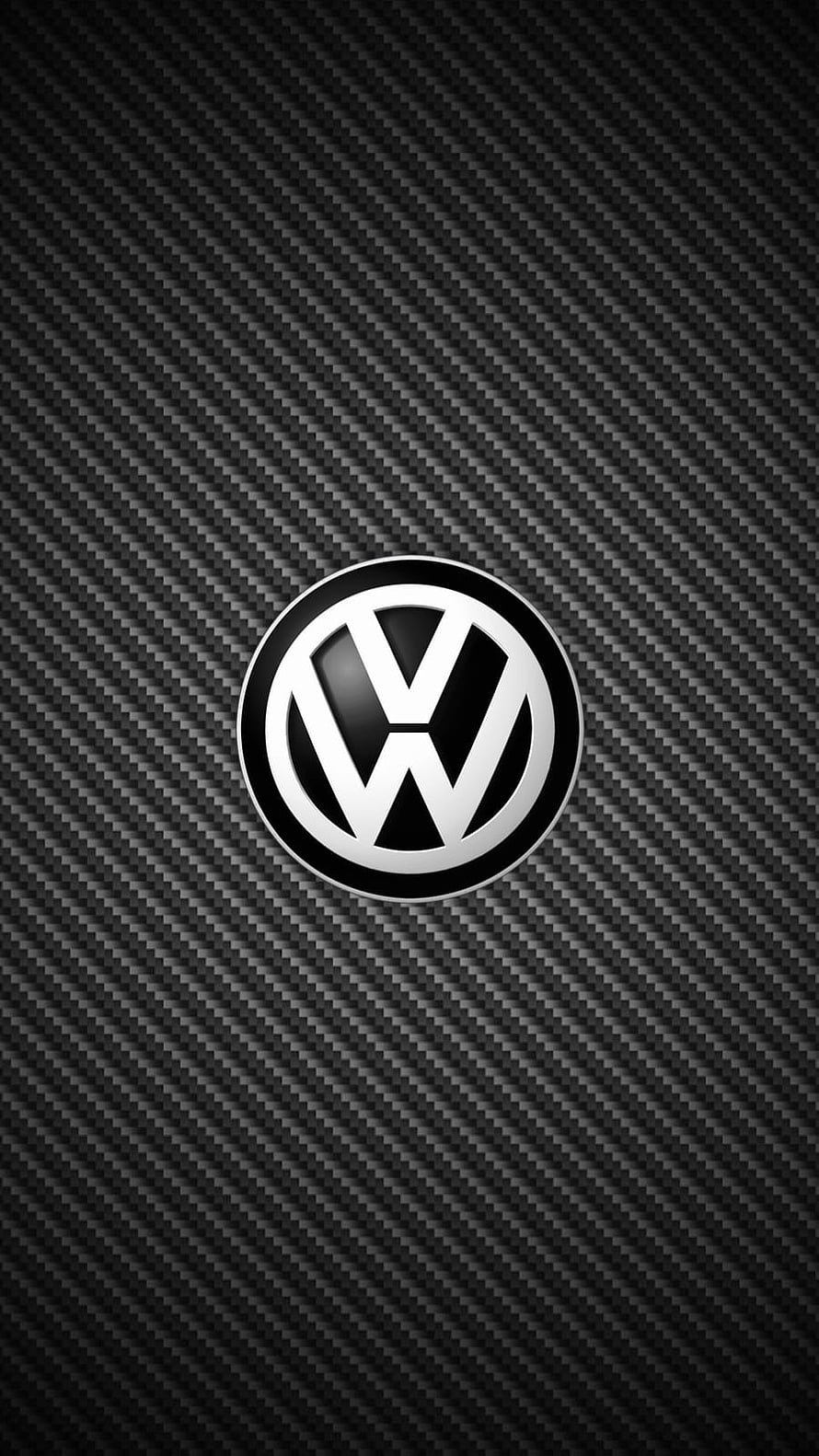 Volkswagen Logo on Carbon Fiber Texture with Monochrome Metallic Finish HD phone wallpaper