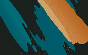 Abstract Diagonal Brush Strokes in Teal and Orange on Dark Background HD wallpaper