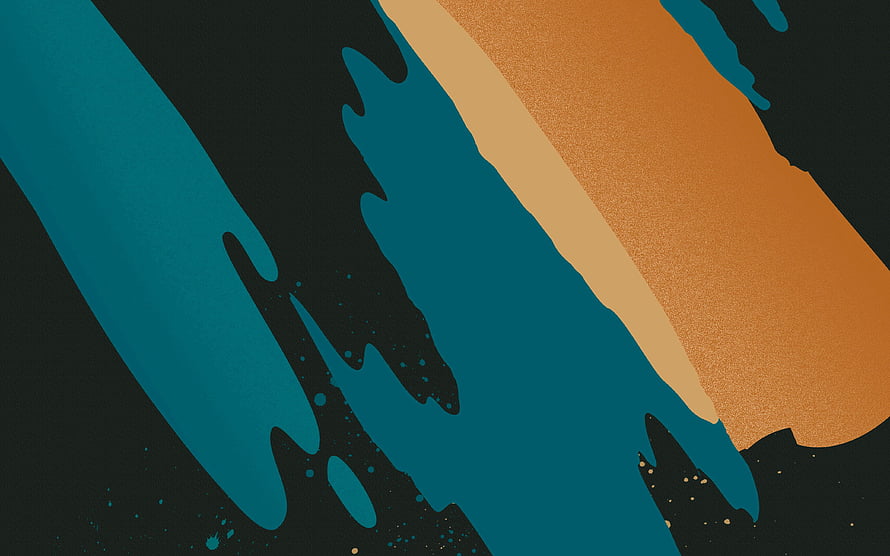 Abstract Diagonal Brush Strokes in Teal and Orange on Dark Background HD wallpaper