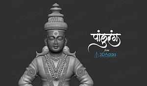 Vitthal Mauli 3D Sculpture with Traditional Crown and Ornate Jewelry HD wallpaper