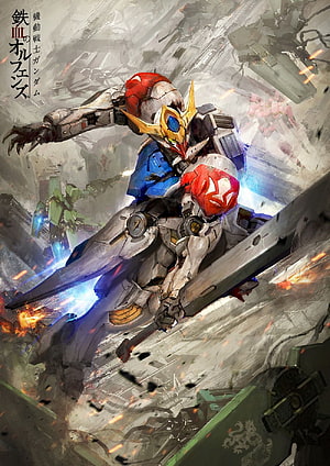 Gundam Barbatos Iron-Blooded Orphans Mecha Battle Artwork HD phone wallpaper