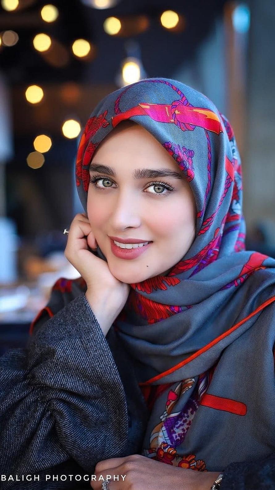 Elegant Muslim Woman Portrait Wearing Colorful Floral Hijab HD phone wallpaper