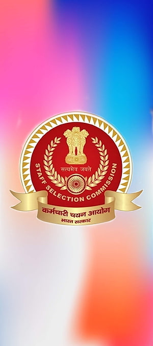 Staff Selection Commission Emblem on Vibrant Gradient Background HD phone wallpaper