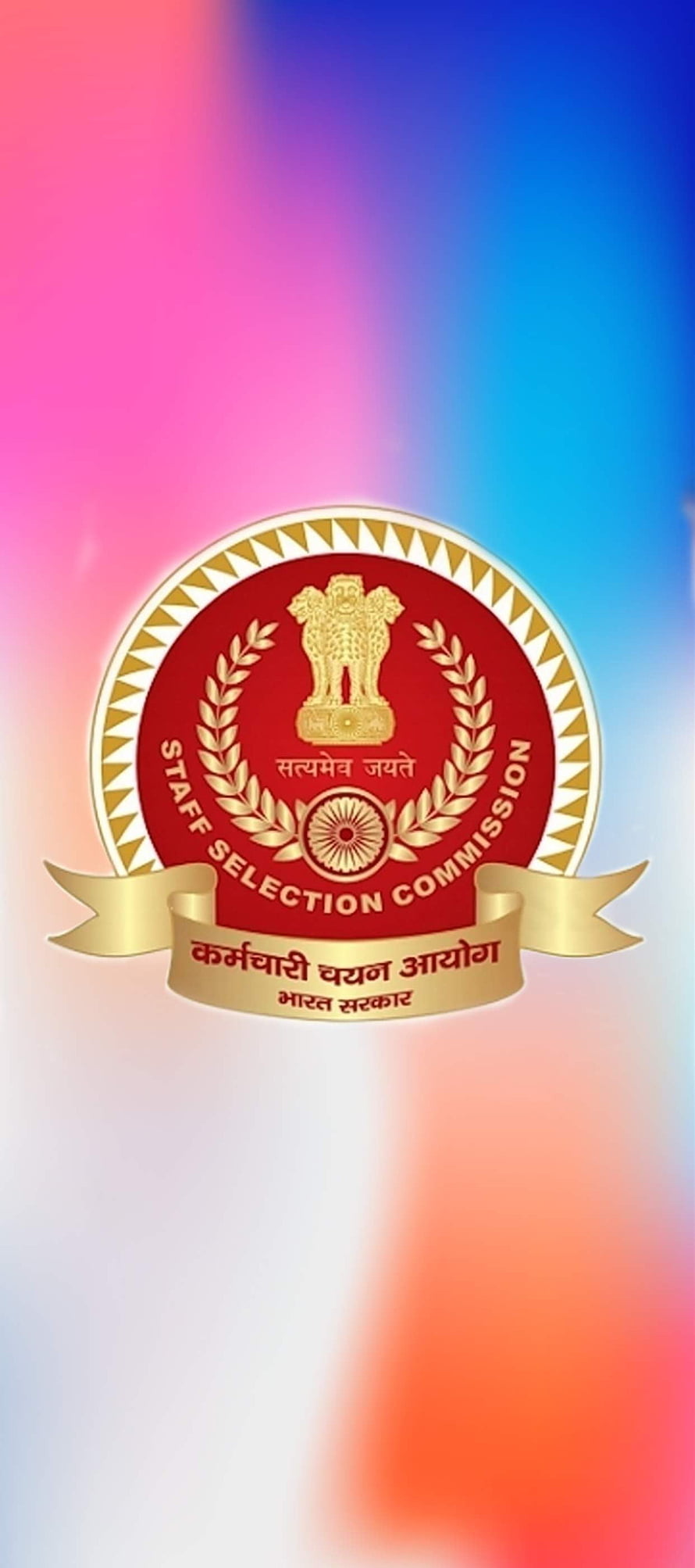 Staff Selection Commission Emblem on Vibrant Gradient Background HD phone wallpaper