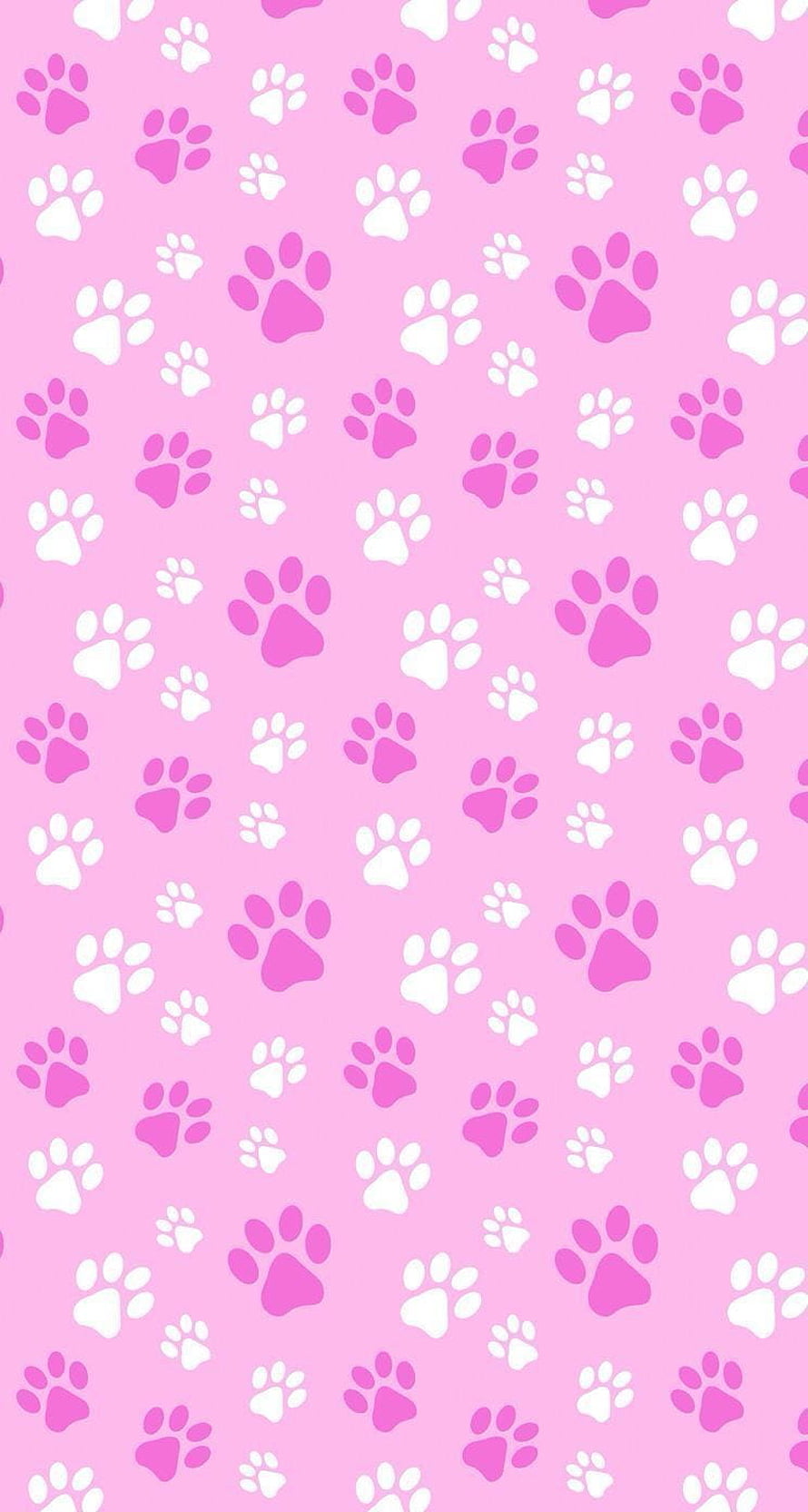 Cute Pink Paw Print Pattern Wallpaper for Phone and Desktop HD phone wallpaper